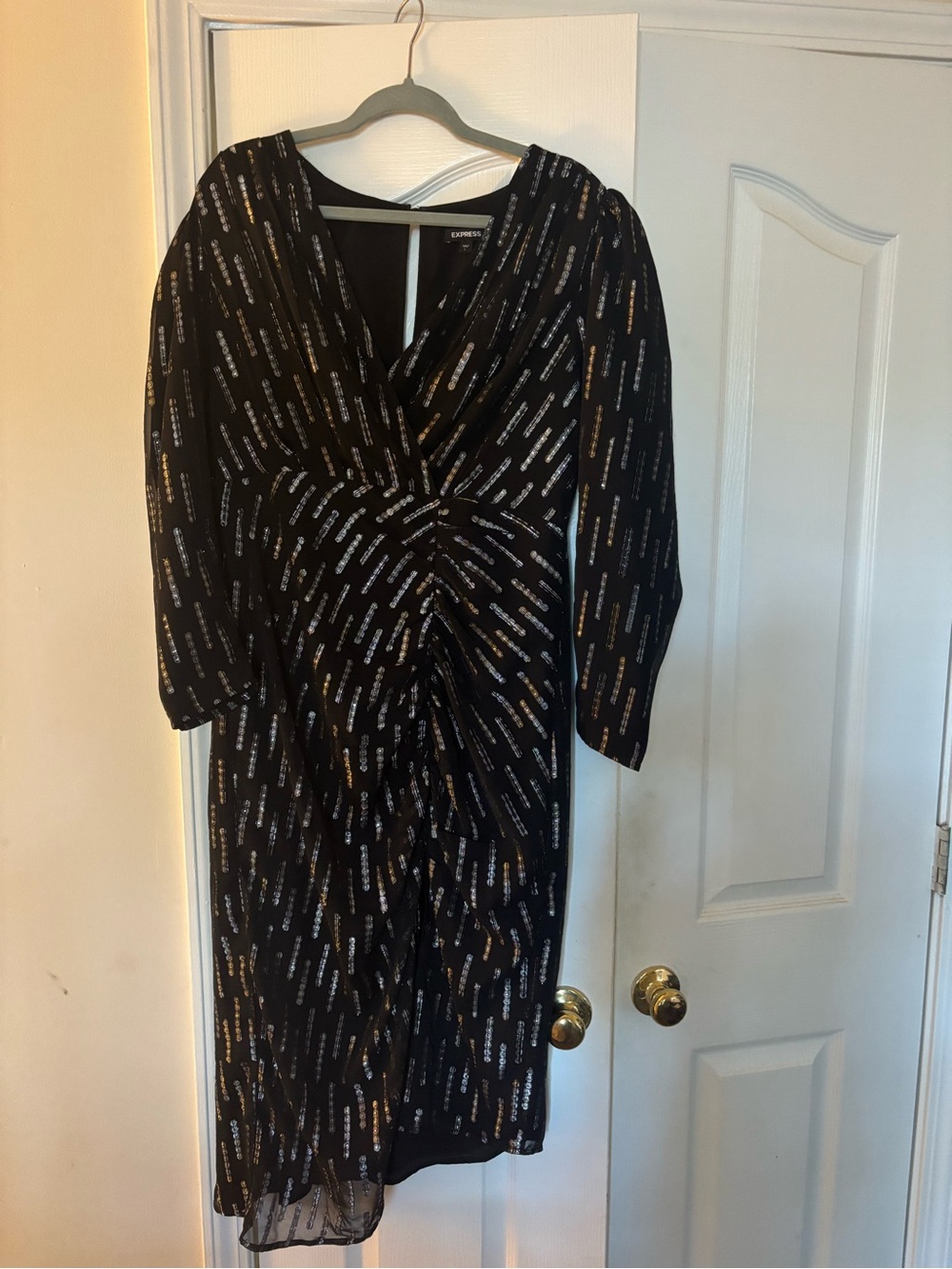 Express Black Dress with Silver Metallic Accents